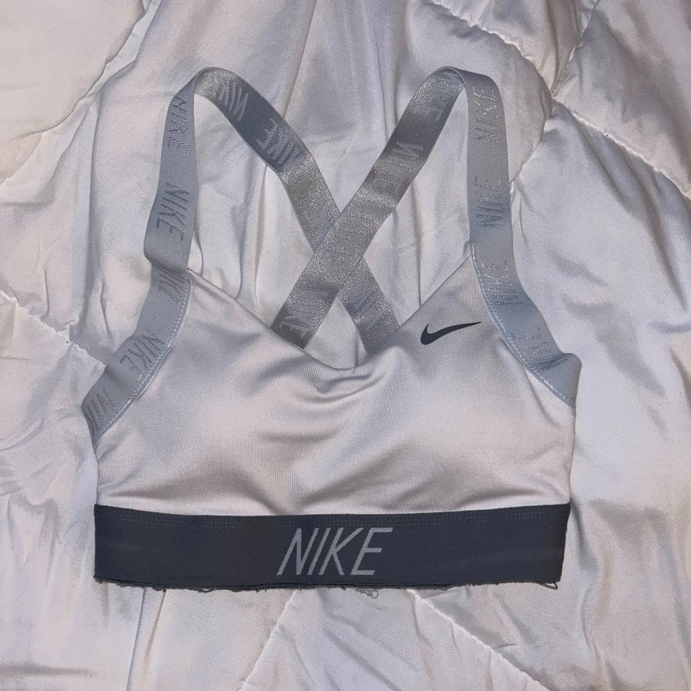 Nike white and gray sports bra
